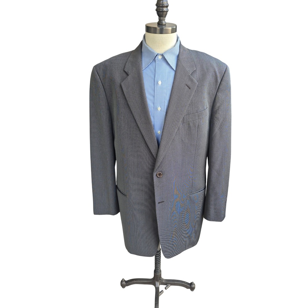 Armani Collezioni Mens Grey Olive Micro Pattern Sz 46 L Blazer Sport Coat Italy